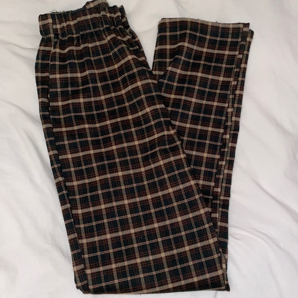 Plaid Straight Leg Pants